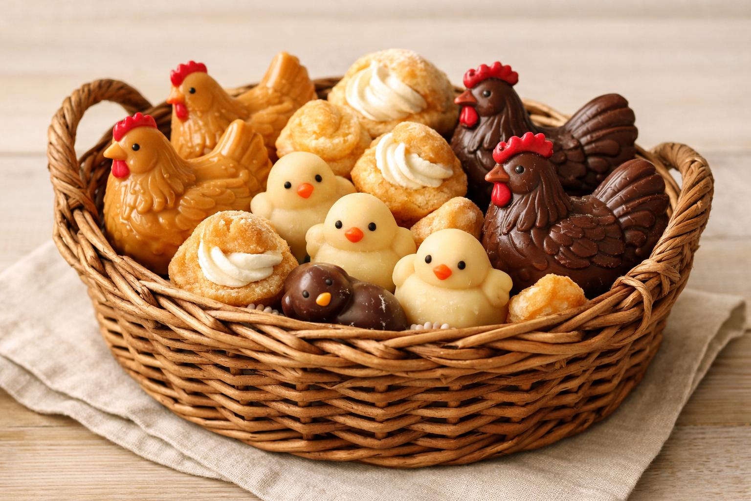 Basket filled with ChickTreats confections